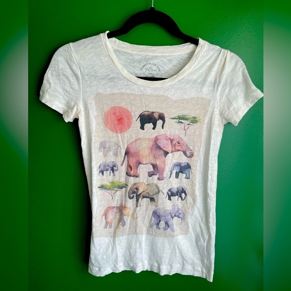 J. Crew Xxs Love Of Elephants Tshirt Garments For Good Euc!